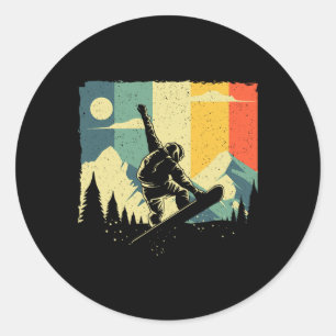 Cool Snowboarding Design For Men Women Vintage Sno Classic Round Sticker