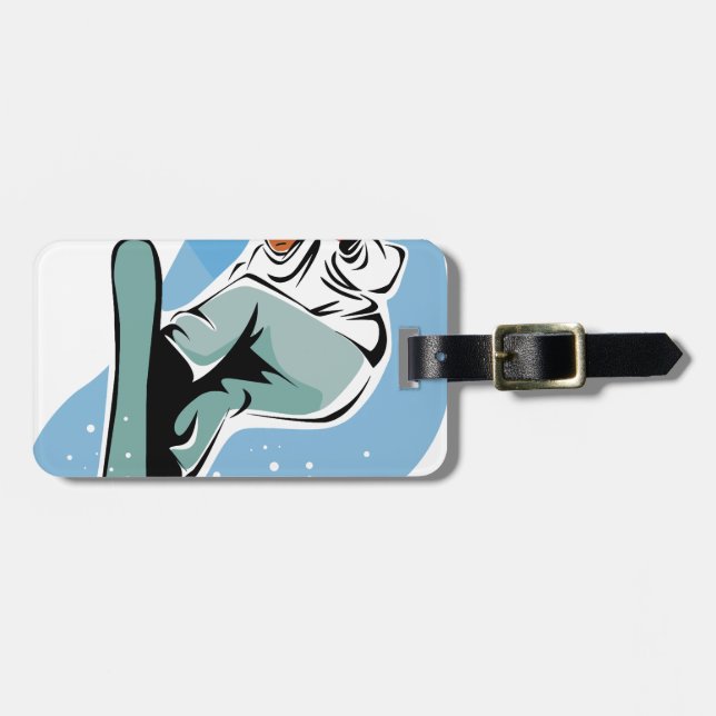 Cool Snowboarding Man Luggage Tag (Front Horizontal)