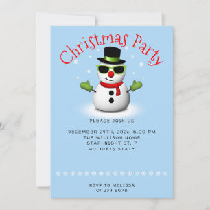 Cool Snowman Christmas Party Custom Invitation