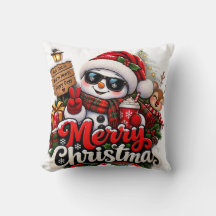 Cool Snowman Christmas Pillow - Cosy Gift