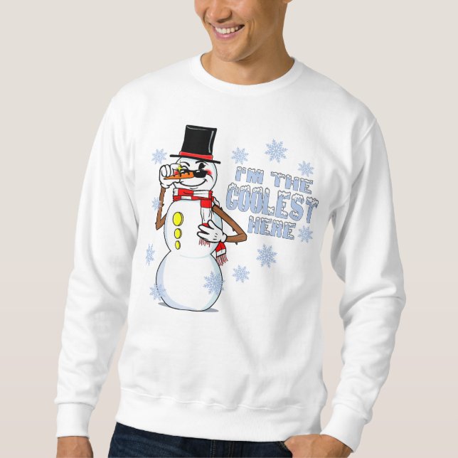 Cool Snowman Funny RubberHose Retro Winter Cartoon Sweatshirt (Front)