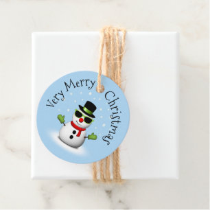 Cool Snowman Merry Christmas Winter Custom Favour Tags