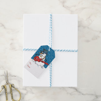 Cool Snowman Playing a Guitar Gift Tags