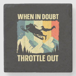 Cool Snowmobile Art for Men Women Kids Snowmobile Stone Coaster