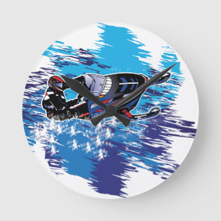 Cool Snowmobiler Round Clock
