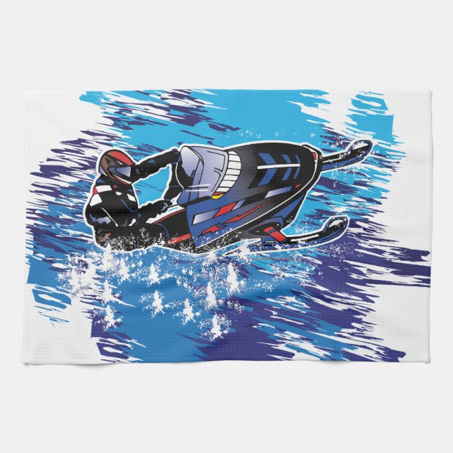 Cool Snowmobiler Tea Towel (Horizontal)