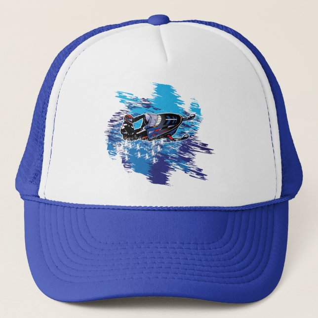 Cool Snowmobiler Trucker Hat (Front)