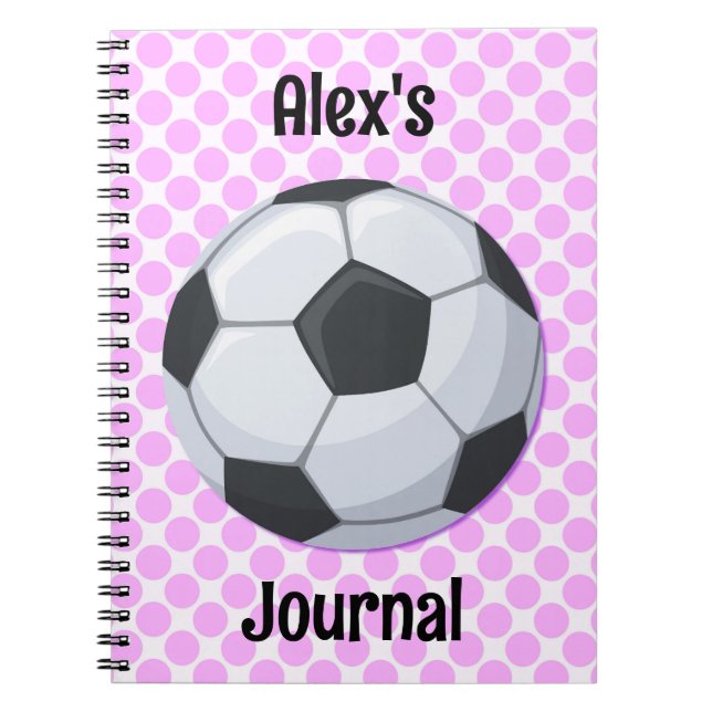 Cool Soccer Ball Art Name Pink Journal (Front)