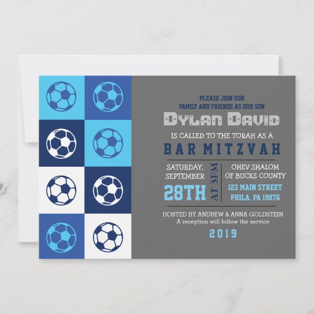 COOL SOCCER  Bar Mitzvah Invitation (Front)