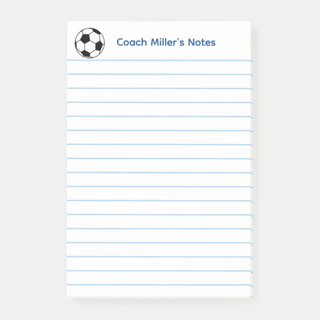Cool Soccer Coach Lined Custom Post-it Notes (Front)