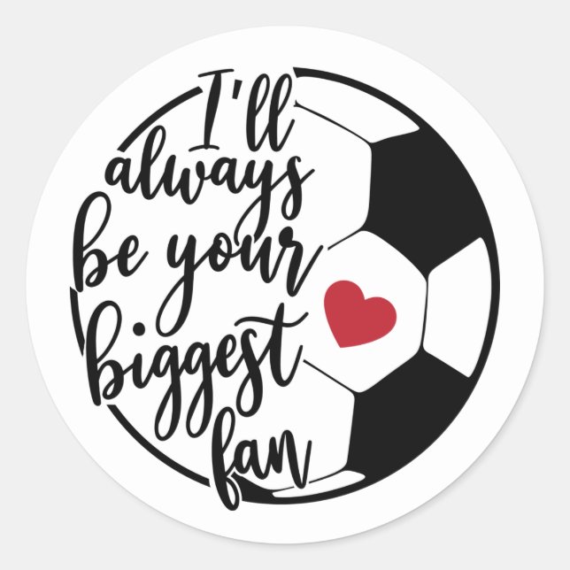 cool soccer fan sports word art classic round sticker (Front)