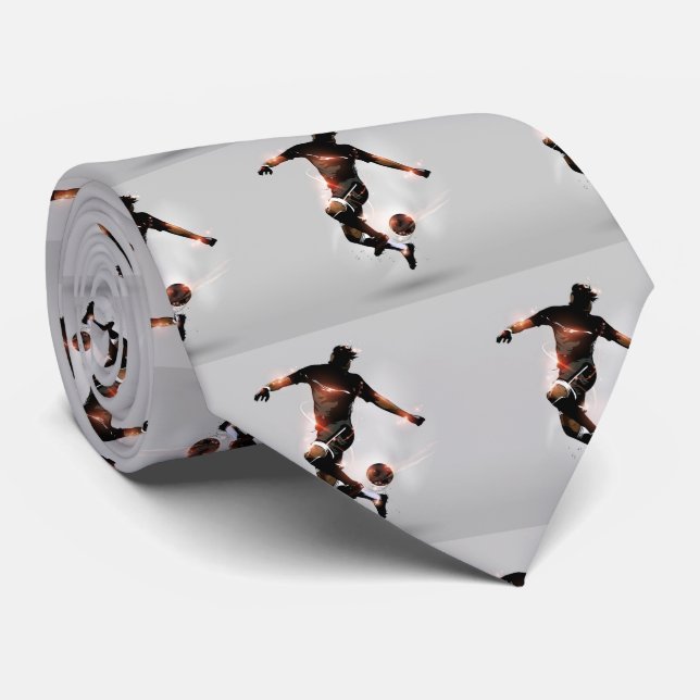 Cool Soccer Football Player Pattern | Sport Tie (Rolled)