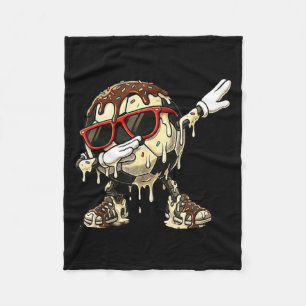 Cool Soccer Ice Cream Dab Dance Funny Melting Spor Fleece Blanket