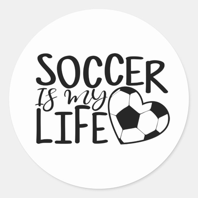 cool soccer life word art sports classic round sticker (Front)