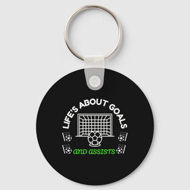 Cool Soccer Mindset Life’s About Goals And Ists  Key Ring (Front)