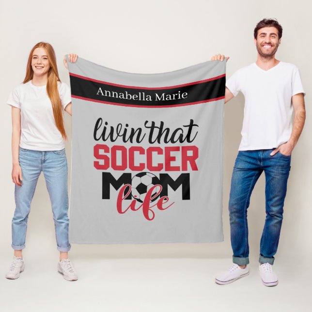 cool soccer Mum add name sports Fleece Blanket (In Situ)