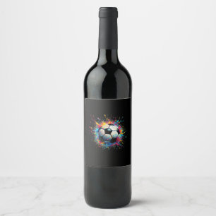 Cool Soccer Player Sport For Boys Men Girls Women Wine Label