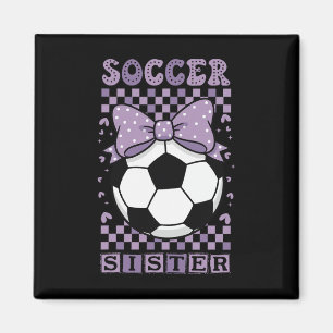 Cool Soccer Sister Ball Cute Purple Coquette Bow G Magnet