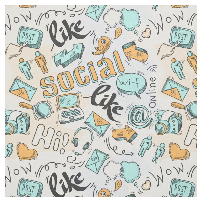 Cool Social Media Pattern fabric (Swatch)