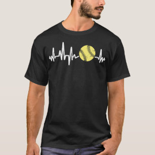 Cool Softball Heartbeat Design Men Women Softball T-Shirt