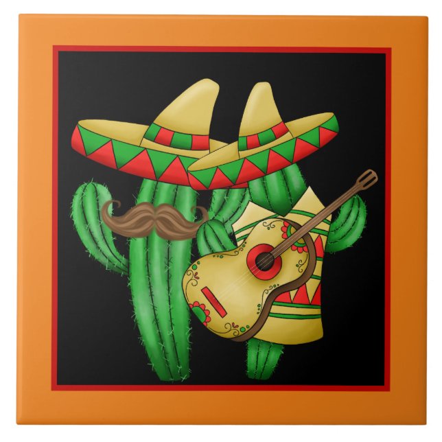 cool Southwestern cactus decor Tile (Front)