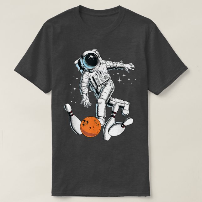 Cool Space Astronaut Playing Bowling Graphic Desig T-Shirt (Design Front)