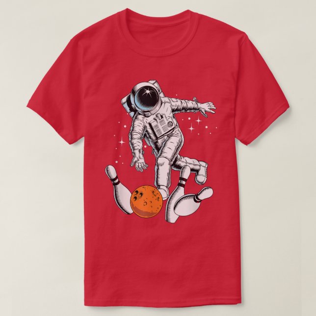 Cool Space Astronaut Playing Bowling Graphic Desig T-Shirt (Design Front)
