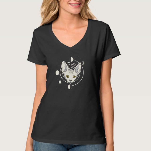 Cool Space Cat Face Design T-Shirt (Front)