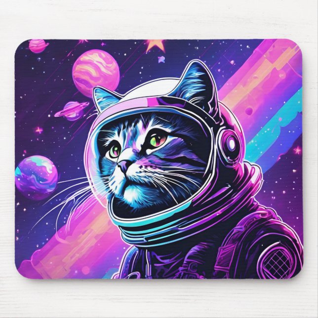 Cool Space Cat – Mouse Pad (Front)