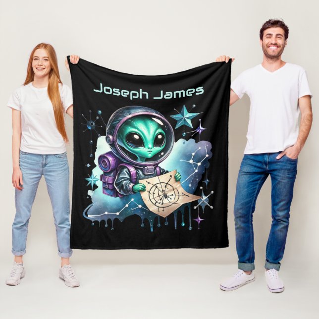 Cool space lovers add name alien fleece blanket (In Situ)