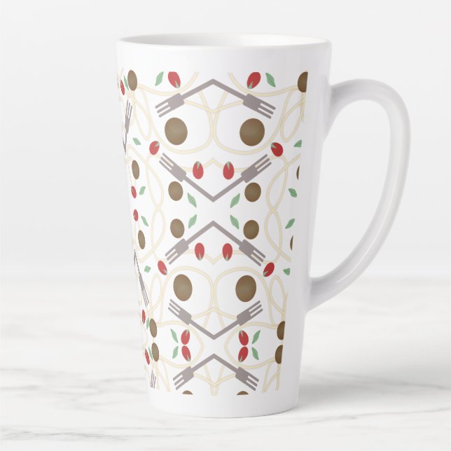 Cool Spaghetti Meatballs Pattern Latte Mug (Right)