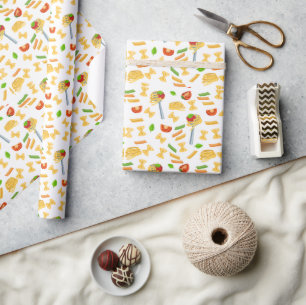 cool spaghetti party tiled pattern wrapping paper