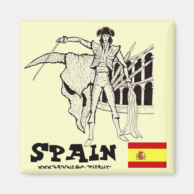Cool Spain corrida graphic art magnet design (Front)
