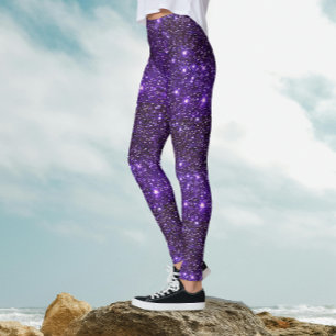 Cool Sparkling Cosmic PurpleGalaxy Glittery Party Leggings