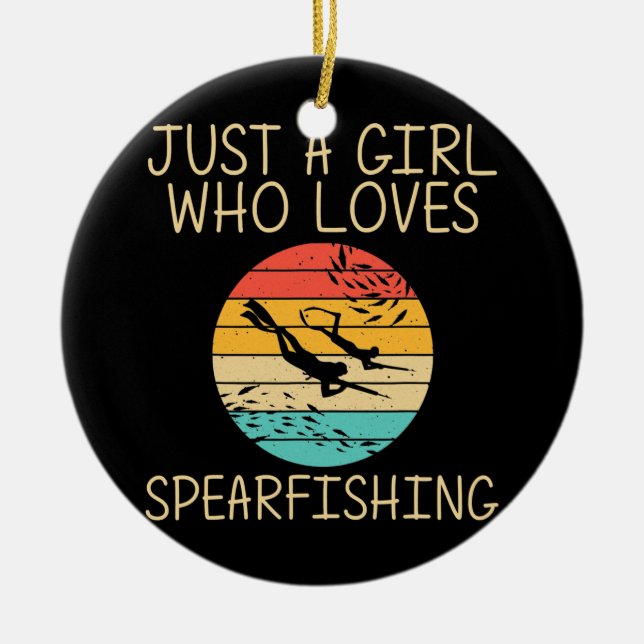 Cool Spearfishing For Girls Kids Ocean Diving Ceramic Tree Decoration (Front)