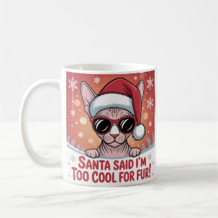 Cool Sphynx Cat Christmas Santa Design Coffee Mug