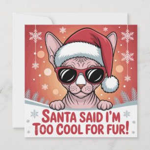 Cool Sphynx Cat Christmas Santa Design Holiday Card