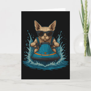 Cool Sphynx Cat With Sungles Jet Ski Rider Summer Card