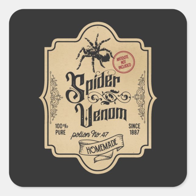Cool spider venom Halloween witch potion Square Sticker (Front)