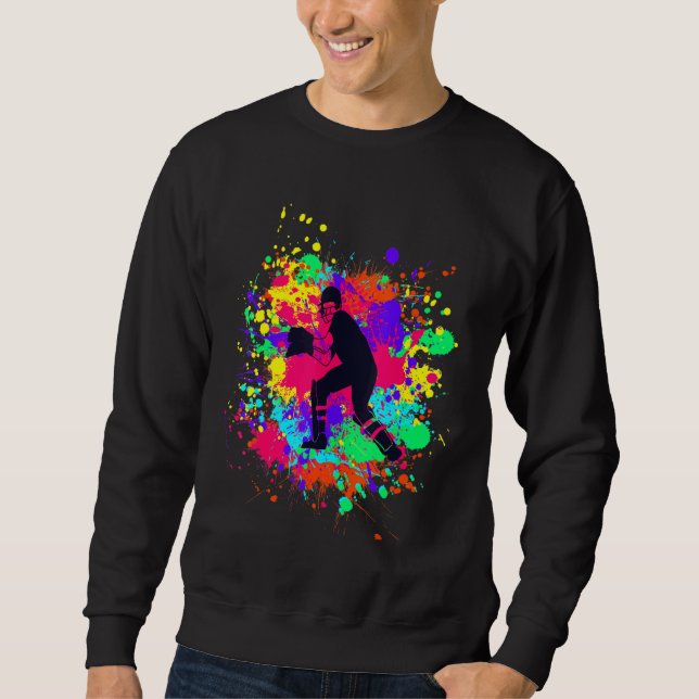 Cool Splashes Cricket Player For Sports Time Sweatshirt (Front)