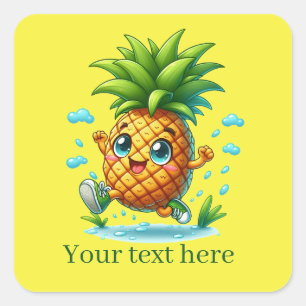 Cool splashing pineapple add text Summer Square Sticker