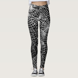 Cool Spooky Spider Webs Pattern Occult Style Leggings