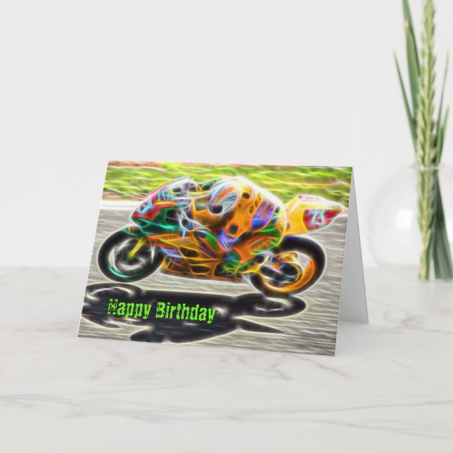 Cool Sport Bike Motorcycle Birthday Card (Front)