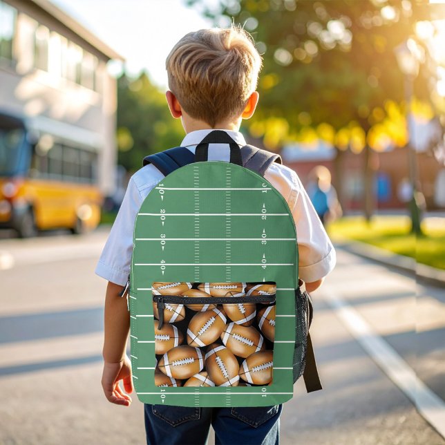 Cool Sports Football Field Pattern Printed Backpack (Football field cool kids backpack)