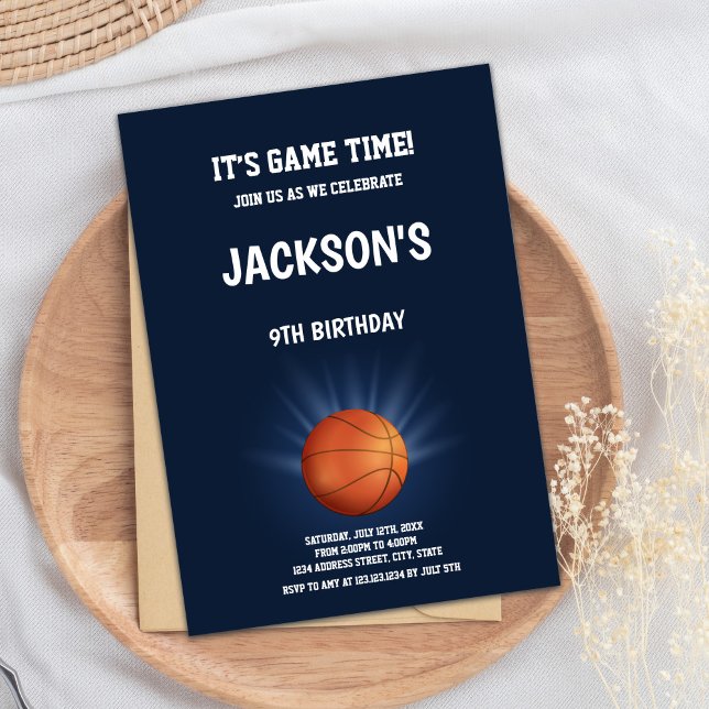 Cool Sports Party Card (Basketball Shine Birthday Invitations)