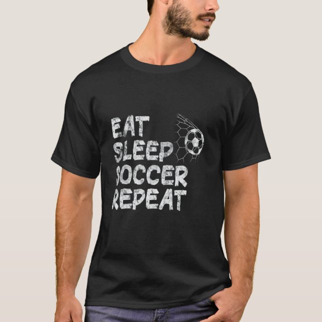 Cool Sports Player Enthusiast Eat Sleep Soccer Rep T-Shirt (Front)