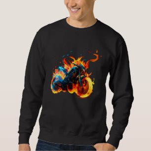 Cool sporty Motorcycle on Fire Sweatshirt