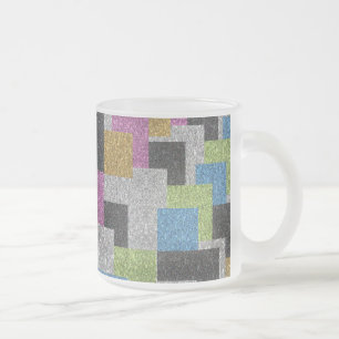Cool squares shapes abstract art glitter shine frosted glass coffee mug