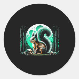 Cool Squirrel Skeleton Halloween Christmas Birthda Classic Round Sticker