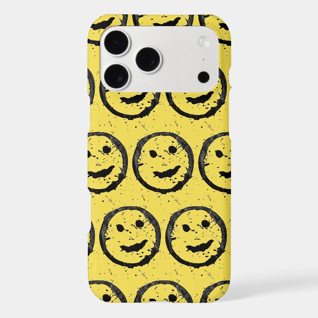 Cool Stained Happy Smiling face pattern yellow (Back)